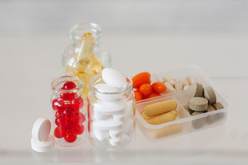 Healthy everyday nutritional supplement, Vitamin pills and herbal capsules