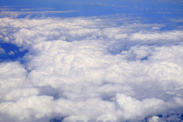 White clouds, view from above air plane window