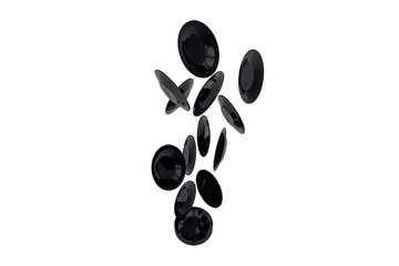 stack of black plates on a white background 3d illustration