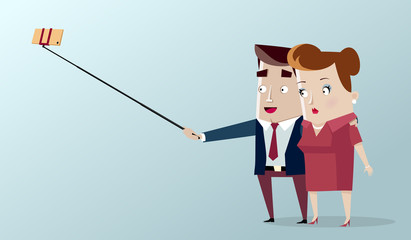 Man and Woman Taking Selfie