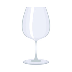 Empty transparent glass for wine. Flat vector cartoon illustration. Objects isolated on a white background.