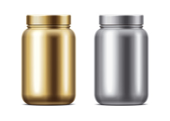 Blank bottles for protein. Colored version. 