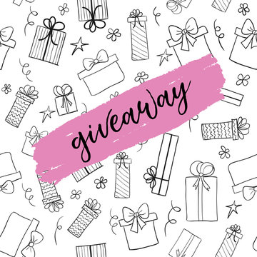 Giveaway card. Vector template for social media