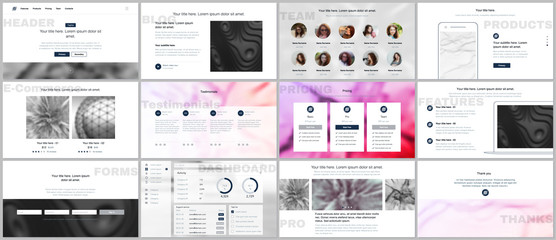 Fototapeta na wymiar Set of vector templates for website design, minimal presentations, portfolio. Simple elements on white background. Templates for presentation slides, flyer, leaflet, brochure cover, annual report