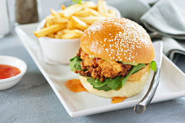 Gourmet burger with avocado and bacon