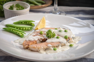 Grilled salmon steak