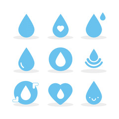 Set: Water drops. Vector illustration, flat design