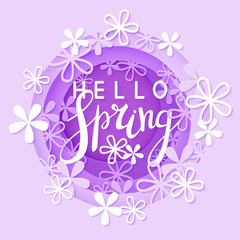 Paper cut spring greeting card
