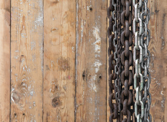 old rusty strong steel chains