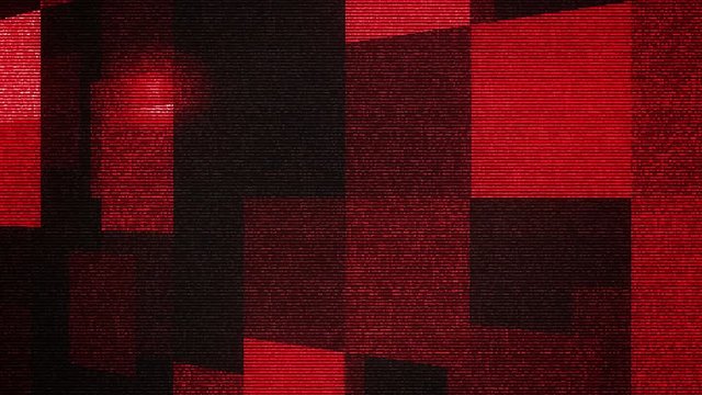 An exciting 3d rendering of big gleaming purple, white and red squares forming multiform objects in the black background. They look like a cheerful disco illumination.