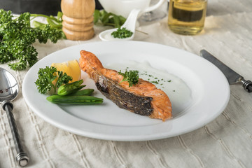 Salmon fish fillet grilled steak