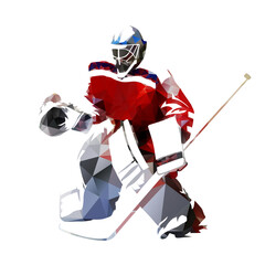 Fototapeta premium Ice hockey goalie, polygonal vector illustration