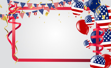USA Independence day poster with Balloons Flag USA . illustration background