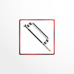 Hacksaw for metal. Vector icon.