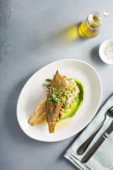 Gourmet grilled trout with crisped skin
