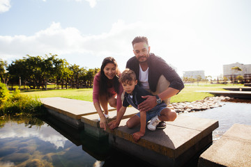 Couple with child on a day out