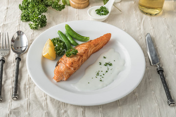 Salmon fish fillet grilled steak
