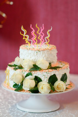 festive wedding cake from several tiers