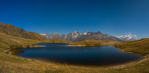 Koruldi Lake near Mestia in Upper Svaneti region, Georgia