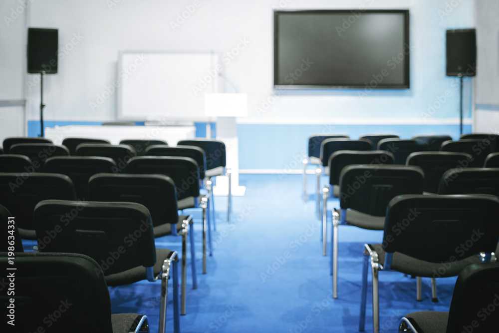 Poster empty presentation conference room hall classroom lecture hall lecture room ready for meeting. train
