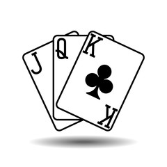 Three clubs playing cards vector illustration