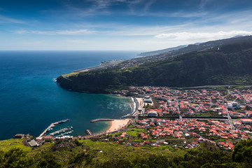 Naklejka na ściany i meble Machico city on the Madeira island, Portugal