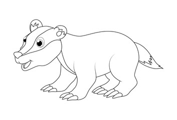 Cartoon badger outline isolated on white background