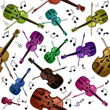 Seamless pattern with violin