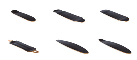 skateboards on a white background, six piece