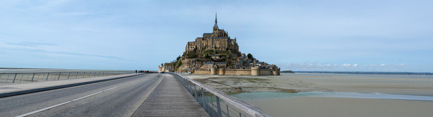 Fototapeta na wymiar Mont Saint Michel. Normandy, Northern France on a sunny March day 2018
