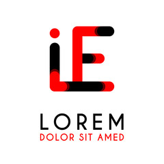 initial Letter IE with red Black and has rounded corners