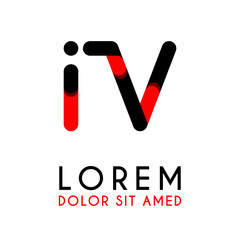 initial Letter IV with red Black and has rounded corners