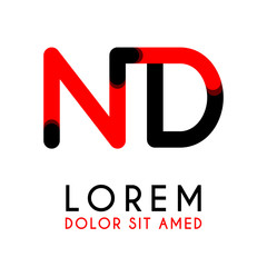 initial Letter ND with red Black and has rounded corners