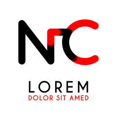 initial Letter NC with red Black and has rounded corners