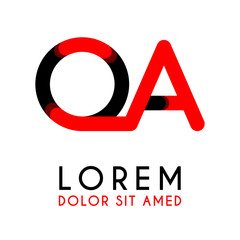 initial Letter OA with red Black and has rounded corners