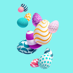 Fototapeta premium Skład 3D pisanek. Tło wakacje.