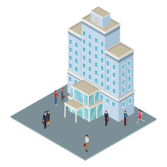 Company tower building isometric 3d vector illustration graphic design