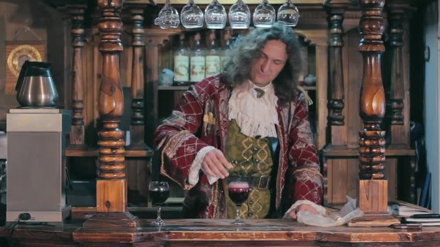 Vintage. Crazy bartender's putting poison in order to poison you. The villain in the camisole