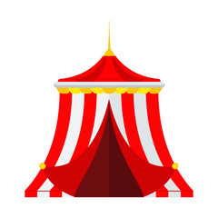 Circus show in the amusement park. Flat vector cartoon illustration. Objects isolated on white background.