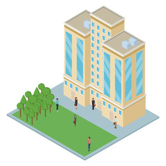 Company tower building isometric 3d vector illustration graphic design