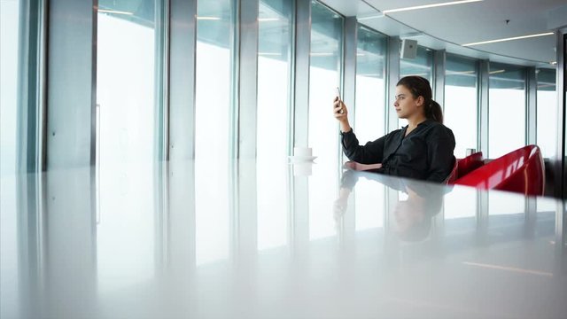 girl in high tech cafe