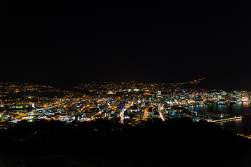 Naklejka premium Landscape view of Wellington, New Zealand at night from Mount Victoria. 