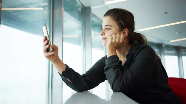 girl in high tech cafe