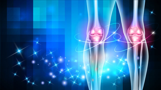 Joint damage treatment abstract blue background with beautiful glow