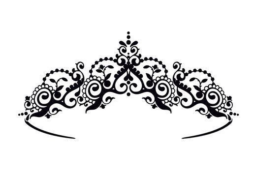 Black princess diadem on a wight background. The crown. Vector illustration.