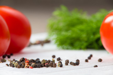 Dry pepper on wooden table
