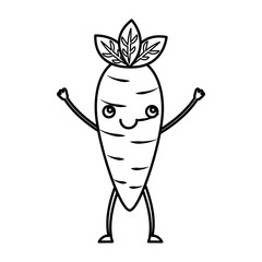 kawaii character carrot vegetable happy
