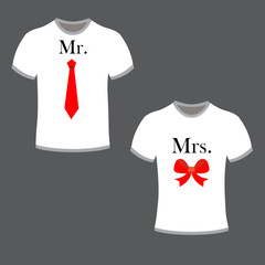 T shirt for couple with Mr and Mrs icons