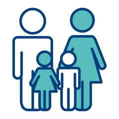 family parents with daugther and son together pictogram