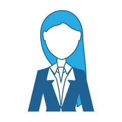 avatar young businesswoman icon over white background, blue shading design. vector illustration